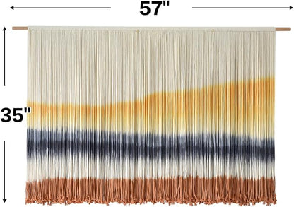 Flber Macrame Wall Hanging Extra Large Dip-Dyed Coastal Tapestry Boho Wall Decor for Living Room Bedroom Above Couch 57" W x 35" L