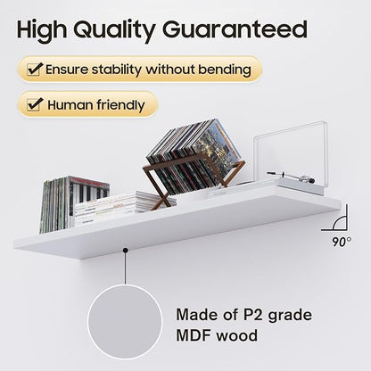 Large Floating Shelves for Wall Set of 3 Wooden Wall Shelves 30 in x 12.75 in x 2 in Room Decor Long Shelf with Invisible Wall Mount Bracket for Bedroom Kitchen Living Room White