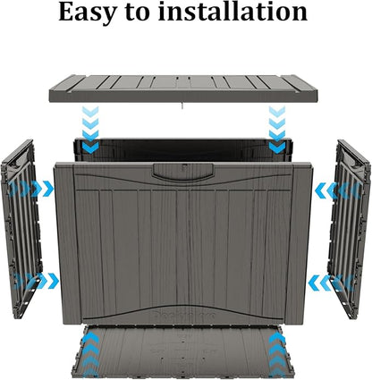 45 Gallon Double-Wall Resin Deck Box - Lockable Waterproof Outdoor Storage Box, 515bs Capacity & Doubles as Seating for Patio Furniture - Garden Tools, Pool Accessories (Brown)
