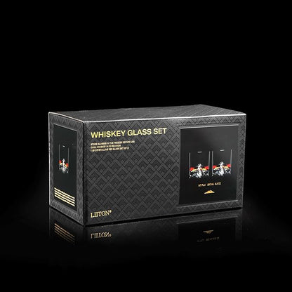Mount Fuji Heavy Crystal Whiskey Glasses Gift Set of 2, Thick Freezable Bourbon Glass 1lb Each, Premium Whiskey Gifts for Men, Frozen Crystal Chills Cocktails, 10 oz
