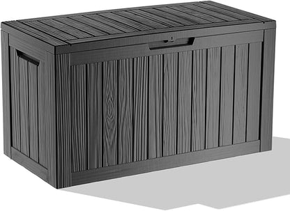Vixzen 85 Gallon Resin Deck Box, Lockable Outdoor Storage Box for Patio Cushions Storage Furniture,Garden Tools, Pool Supplies, Weatherproof and UV Resistant