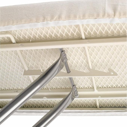Brabantia Size B Ironing Board (49x15 in) 7 Height Options, Adjustable Steam Iron Rest Holder (Ecru) Non-Slip Feet, Anti-Collapse Child Locks