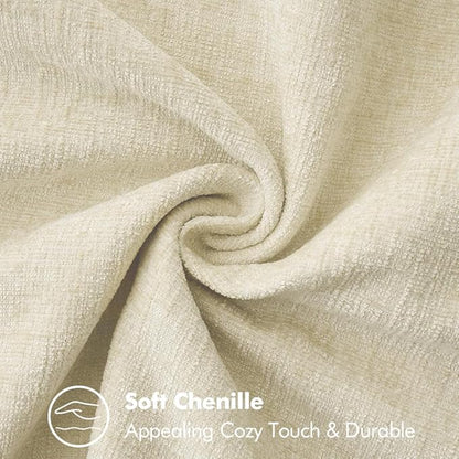 MIULEE Pack of 2 Christmas Pillow Covers 12x20 Inch Cream White Farmhouse Decorative Throw Pillow Covers with Stitched Edge Soft Chenille Solid Dyed Couch Pillow Covers for Sofa Bed Living Room