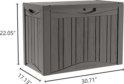 45 Gallon Double-Wall Resin Deck Box - Lockable Waterproof Outdoor Storage Box, 515bs Capacity & Doubles as Seating for Patio Furniture - Garden Tools, Pool Accessories (Brown)