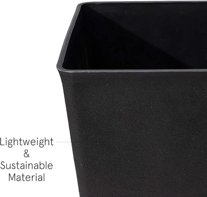 La Jolíe Muse Tall Planters 20 Inch, Flower Pot Pack 2, Patio Deck Indoor Outdoor Garden Tree Planters (Black)