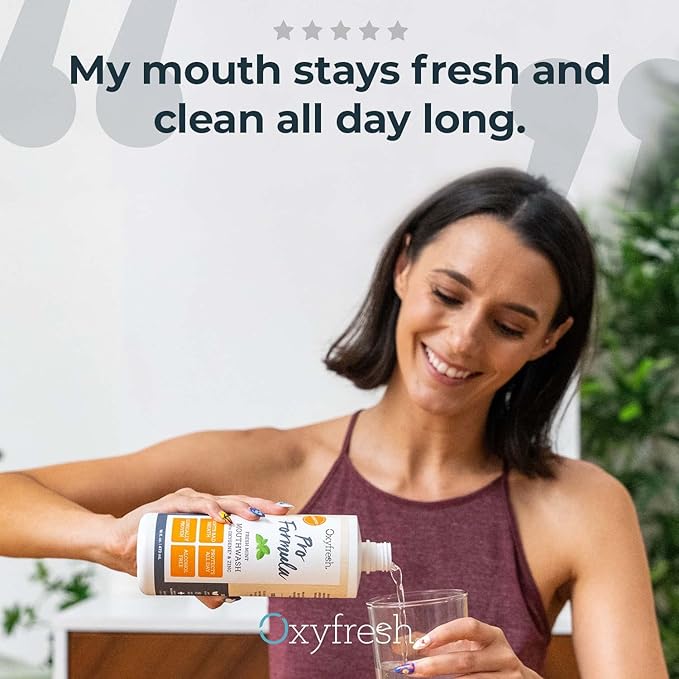Oxyfresh Premium Pro Formula Fresh Mint Mouthwash – Patented Zinc Mouthrinse for All Day Fresh Breath & Healthy Gums – Refreshing & Alcohol Free Mouthwash | 16oz
