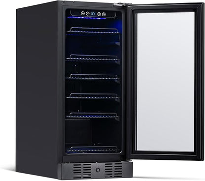 Newair 24" Wine and Beverage Refrigerator 20 Bottle and 70 Can Capacity, Built-in or Freestanding Cooler, Dual Zone Fridge in Stainless Steel with Splitshelf