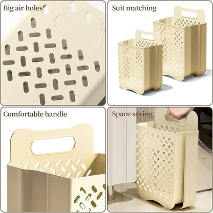 Laundry Basket Hamper,Hanging Wall Collapsible Laundry with Handle,Space-Saving Foldable Storage Dirty Washer Organizer Bin Multi-function Container Waterproof Durable,Set of 2(XL&M)
