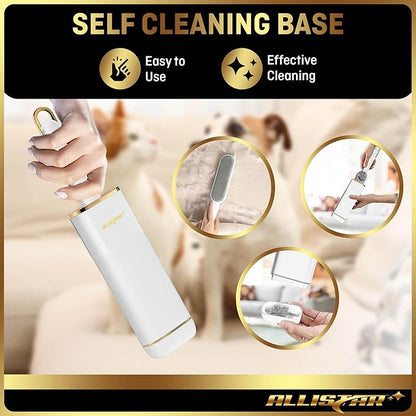 Lint Brush, Pet Hair Remover, Lint Remover for Clothes, Sofa, Carpets, Car Seats. Cat Hair Remover. Dog Hair Remover Laundry. Double-Sided. Reusable. Self-Cleaning Base. ALLISTAR (Snow Peak White)