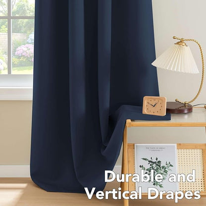 H.VERSAILTEX Premium Blackout Room Darkening Innovated Microfiber Home Fashion Navy Curtain Panels,Antique Grommet,52 by 96 - Inch - Set of 2