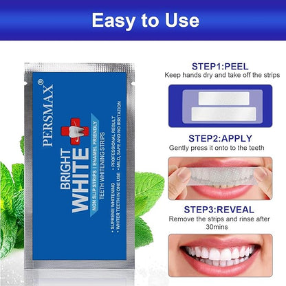 Teeth Whitening Strips for Teeth Sensitive, Non-Slip Enamel-Safe Strips, Professional and Safe Teeth whitening Strips, for Smoking/Coffee/Soda/Wine Stain, 14 Treatments 28 Strips (Mint)
