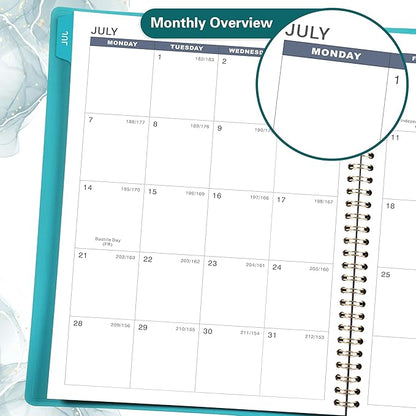 2025-2026 Weekly Appointment Book - Appointment Book 2025-2026 with Soft Cover, Jul 2025 - Jun 2026, 8.26"x 11.4", Daily/Hourly Planner with Tabs, 15 Minutes, Wirebound - Green