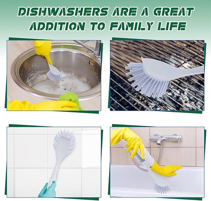 Hsei 20 Pcs Gray Kitchen Scrub Dish Brush Bulk with 11 Inch Handle Cleaning Dish Scrubber with Stiff Bristles Washing Scrub Brushes for Housekeeping for Pots and Pans, Kitchen Sink