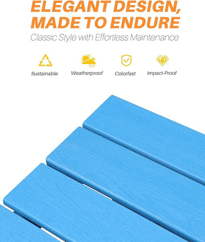 HDPE Outdoor Dining Table, 66.9” Rectangle Patio Dining Table for 6, All-Weather HDPE Outdoor Table with 2.2” Umbrella Hole, HDPE Patio Furniture for Deck, Backyard, Garden, Pool, Sky Blue