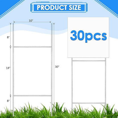 30 Pcs H Stakes for Yard Signs 30'' x 10'' Metal Heavy Duty H Frame Wire Stakes Weatherproof Metal Holder for 4mm 5mm Corrugated Signs Advertising Board Guidepost Yard Halloween Decor