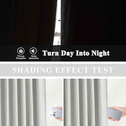 Vision Home Light Grey Pinch Pleated Full Blackout Curtains Linen Blended 60" Wide Thermal Insulated Window Panels 84 inch for Bedroom Living Room Darkening Pleat Drapes with Hooks Back Tab 60"Wx84Lx1