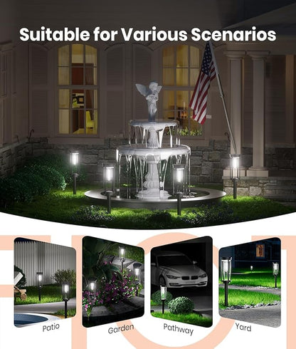 Solar Pathway Lights Outdoor Powered Waterproof 8 Pack Upgraded Solar Walkway Landscape Lighting Outside Driveway Light,Auto Dusk to Dawn On/Off for Yard Lawn Patio Decor (Cool White)