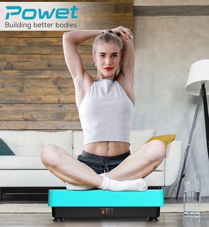 POWET Vibration Plate Exercise Machine for Weight Loss, Woukout & Lymphatic Drainage – Whole Body Vibrating with 99 Speed Levels & 5 Pre-Set Modes – Supports Up to 400lbs, Ideal for Home Use