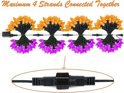 2PK 100 LED Purple and Orange C9 Halloween Lights Indoor Outdoor, Extendable 98FT C9 String Lights with 13 Modes & Timer, Waterproof Plug in Halloween Decorations for Tree Patio Fall Party Garden