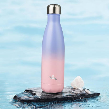 Insulated Water Bottles,17 oz Double Wall Stainless Steel Vacumm Metal Flask for Sports Travel,Pastel Sunset