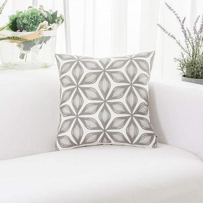 HWY 50 Grey Gray Decorative Throw Pillow Covers 18x18 Inch, Pack of 2 Embroidered Cotton Farmhouse Cushion Cover Pillow Case for Sofa Couch Living Room Bed Bedroon, Fashion Geometric Accent