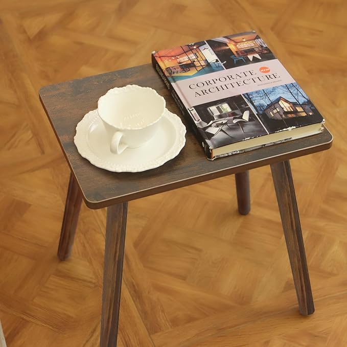 AWASEN Side Table, Small Wood End Table Living Room, Mini Bed Side Table Modern Accent Nightstand with Solid Wood for Bedroom Office Small Spaces, Rustic Brown