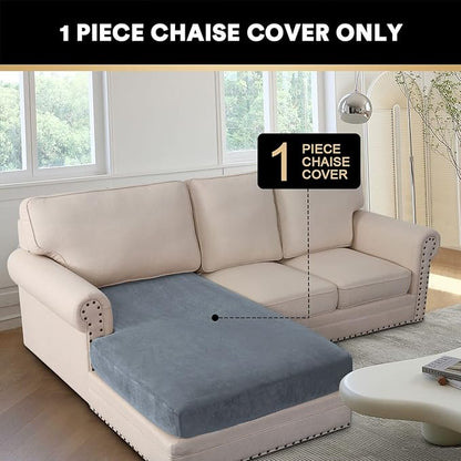 PrinceDeco Velvet Couch Cover for Dogs, Washable L Shaped Couch Cover, 1 Piece, Stone Blue
