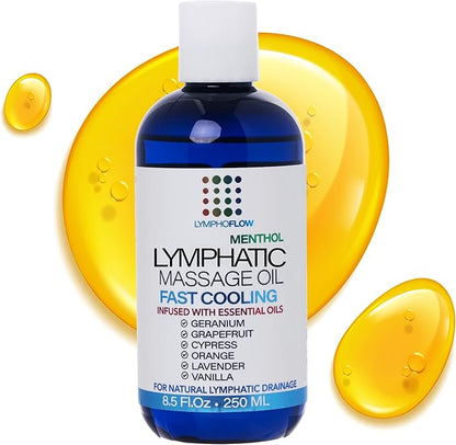 Lymphatic Drainage Massage Oil with Arnica & Coconut Oil, Cooling Menthol for Relief, Post Surgery Recovery & Lipedema, Liposuction, 360 Lipo, BBL, Tummy Tuck, Fibrosis Treatment, 8.5 Oz