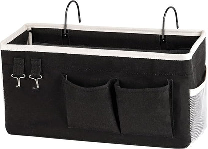 Bedside Storage Caddy/Bedside Hanging Storage Bag for Headboards Bunk Beds Dorm Rooms Book Phone Magazine Holder (Black)