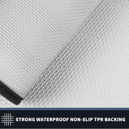 PURRUGS Dirt Trapping Door Mat 24" x 70", Non-Slip/Skid Machine Washable Entryway Rug, Shoes Scraper, Area Rug, Super Absorbent Welcome Mat for Muddy Wet Shoes and Paws, Bluish Grey & Charcoal