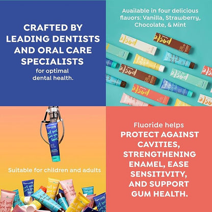 Fluoride Toothpaste - Adults & Kids, Fights Cavities, Whitens, Nano Hydroxyapatite, Dentist Developed, Safe Clean Ingredients, Gentle on Sensitive Teeth, Vitamins D3 & K2, 4 Tasty Flavors