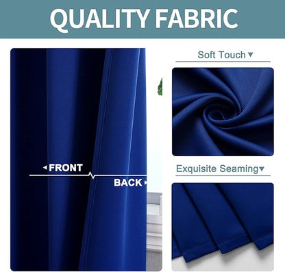 ChrisDowa Grommet Blackout Curtains for Bedroom and Living Room - 2 Panels Set Thermal Insulated Room Darkening Curtains (Royal Blue, 52 x 84 Inch)