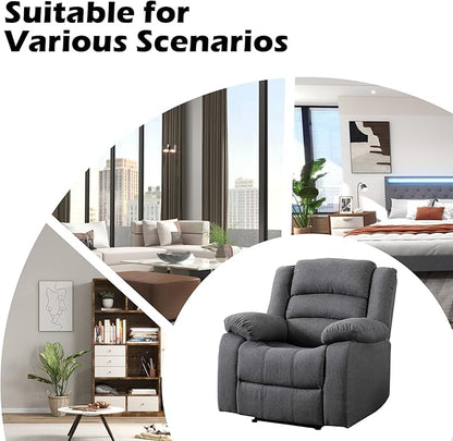 EBELLO Classic Power Recliner Chair, Oversized Electric Reclining Chair with Overstuffed Cushion and Back, Soft Fabric Adults Single Recliner Sofa for Living Room, Set of 2 Grey