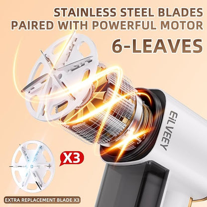 Rechargeable Lint Remover, Fabric Shaver Fuzz Remover, Sweater Shavers with 6-Leaf Blades, 3-Speeds Digital LED Display to Remove Pilling for Clothing and Furniture, Lint Ball, White