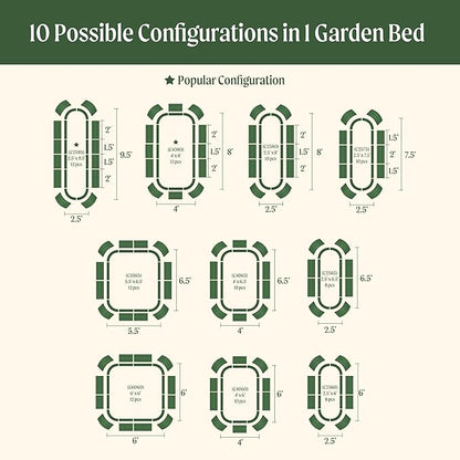 Vego garden 32" Extra Tall Raised Garden Bed Kits, 10 in 1 Modular Raised Planter Box for Vegetables Flowers Fruits Oval Metal Raised Garden Bed, Sky Blue