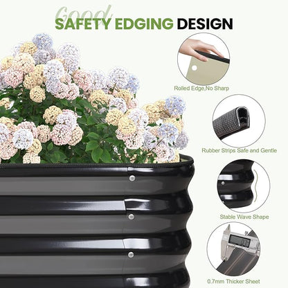 5-in-1 Adjustable Raised Garden Bed Kit | Galvanized Planter Boxes for Vegetables, Flowers | 12" Tall, Multiple Sizes (8x3x1ft, 9x2x1ft, 10x1x1ft, 6x5x1ft, 7x4x1ft) | Outdoor Metal Raised Bed, Grey