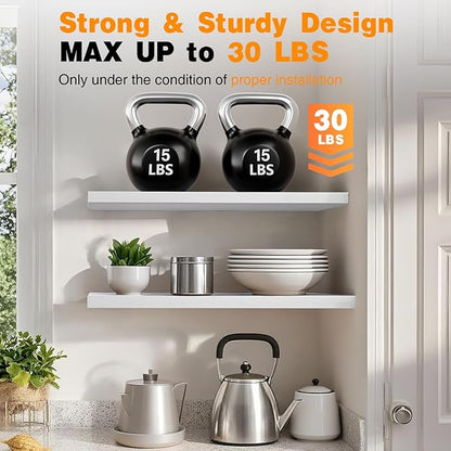 BAYKA Floating Shelves, 48 inches Long Heavy Duty Wall Mounted Rustic Wood Shelves for Bathroom, Bedroom, Living Room, Kitchen, Office, Hanging Shelf for Books/Storage/Decor(White,Set of 2)