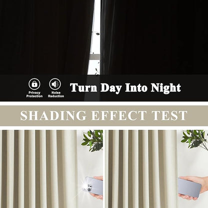 Vision Home Sand Pinch Pleated Full Blackout Curtains Linen Blended Room Darkening Window Curtains 112 inch for Living Room Bedroom Thermal Insulated Pinch Pleat Drapes with Hooks 40" Wx112 Lx2