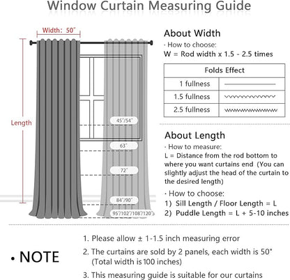 MYSKY HOME 90 Inches Long Living Room Curtains 2 Panels Boho Semi Sheers Light Filtering for Bedroom Windows, Linen Look Texture Soft Touch Country Back Tab, 50" Wide x 90" Long, Dove Grey, 2 Panels