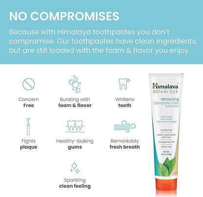 Himalaya Botanique Complete Care Whitening Toothpaste, Simply Mint, for a Clean Mouth, Whiter Teeth and Fresh Breath, 5.29 oz