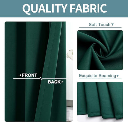 ChrisDowa Grommet Blackout Curtains for Bedroom and Living Room - 2 Panels Set Thermal Insulated Room Darkening Curtains (Forest Green, 38W x 54L)