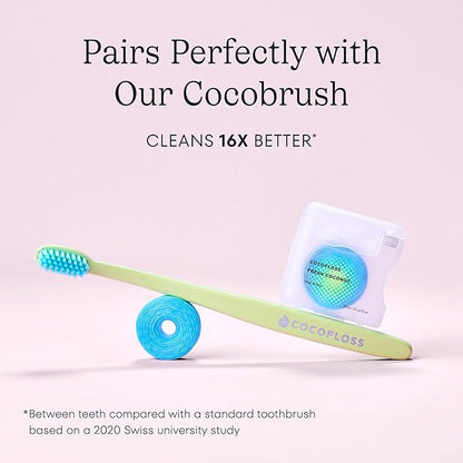 Cocofloss Woven Dental Floss, Dentist-Designed Oral Care, Mint, Waxed, Expanding, Vegan, Kid-Friendly String Floss with Coconut Oil, 4 Spools (33 yd Each)