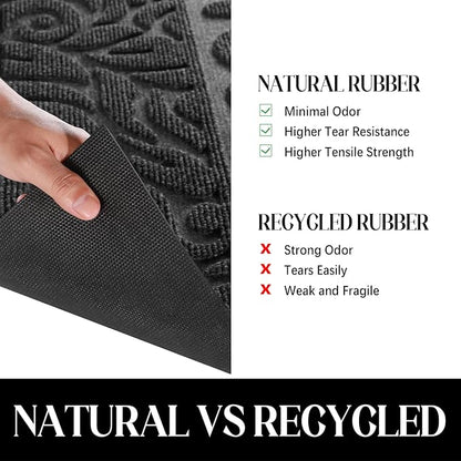 Yimobra Welcome Door Mat Outdoor Indoor, Non Slip Front Doormats, Heavy Duty Rubber Backing, Low-Profile Entrance Mat, Absorbent Resist Dirt, Easy Clean Patio Garage Floor Mats, 29.5 x 17, Grey