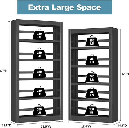 Bookshelf, 5-Tier Sturdy Bookcase, Adjustable Book Shelf, Large Capacity per Shelf, Modern Book Shelf for Living Room, Home Office, Garage, Perfect for Home Organization & Small Space Living