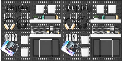 Pegboard Combination Kit, 25.2" x 50.4" Wall Mounted Storage Set with 8 Pegboards & 40 Accessories Hanging, Peg Boards Organizer