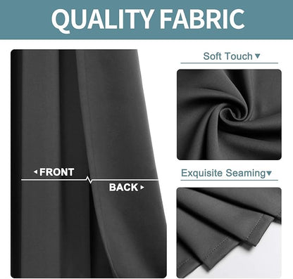 ChrisDowa Small Window Curtains for Kitchen and Bedroom - Grommet Short Thermal Insulated Room Darkening Curtains (2 Panels, Dark Grey, 52 x 36 Inch)