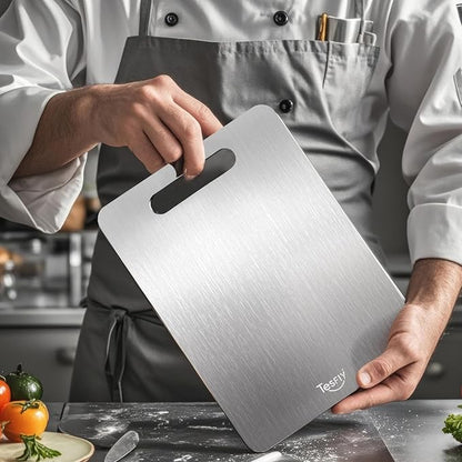 2 Pack Titanium Cutting Board - 100% Pure Titanium Cutting Boards For Kitchen,Easy to clean, Double-sided food-grade Cutting Board For Cutting Meats, Fruits And Vegetables(13 * 9)