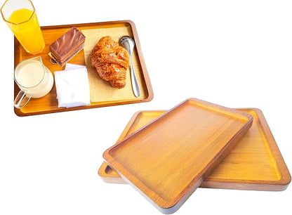 Bamboo Serving Tray – Two Sizes for Breakfast, Tea, Coffee & Snacks – Eco-Friendly Wooden Tray for Bed, Kitchen, Coffee Table, or Decorative Use
