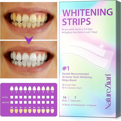 Teeth Whitening Strips,7-Day whitening Strips,Peroxide Free,Sensitive Teeth Whitener,Enamel Safe for Whiter Teeth,Deep Stains Removal,nstant Teeth Whitening Without The Harm (28pcs)
