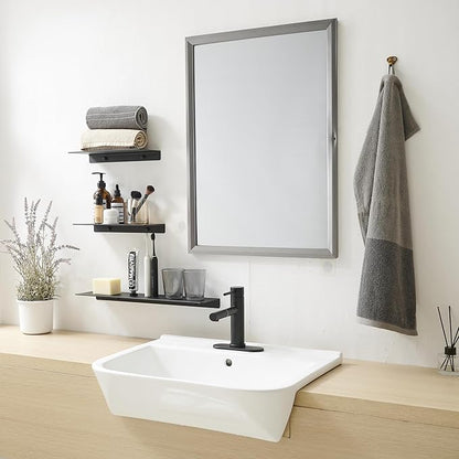 JOOM Metal Wall Shelf, Black Floating Shelf, Small Bathroom Shelf, 16" Display Shelves for Wall Storage (Black, 16 in)